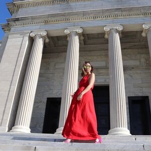 H&M dress women Sz M maxi boho 70s